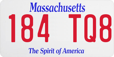 MA license plate 184TQ8