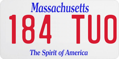 MA license plate 184TU0