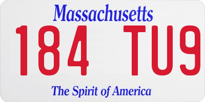 MA license plate 184TU9