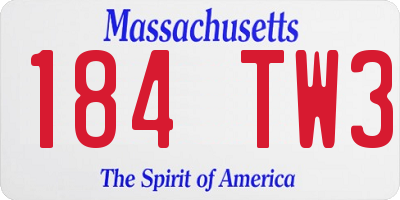 MA license plate 184TW3