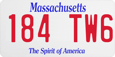 MA license plate 184TW6