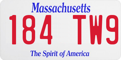 MA license plate 184TW9