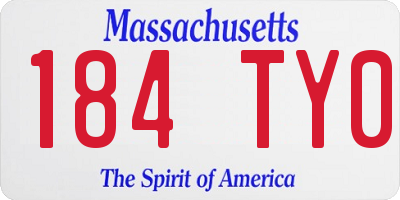 MA license plate 184TY0