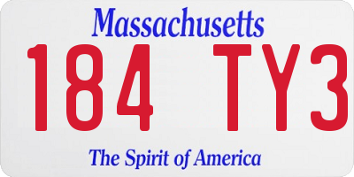 MA license plate 184TY3