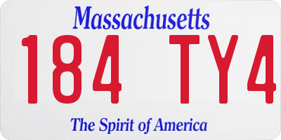 MA license plate 184TY4
