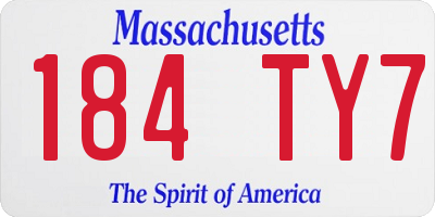 MA license plate 184TY7