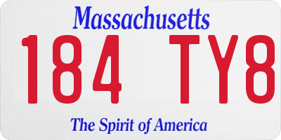 MA license plate 184TY8