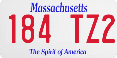 MA license plate 184TZ2