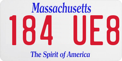 MA license plate 184UE8