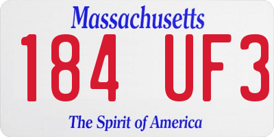 MA license plate 184UF3
