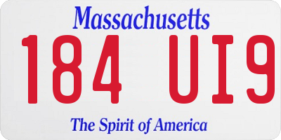 MA license plate 184UI9