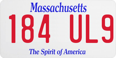 MA license plate 184UL9