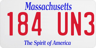 MA license plate 184UN3