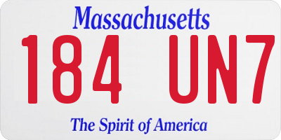 MA license plate 184UN7
