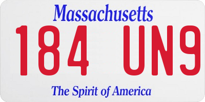 MA license plate 184UN9
