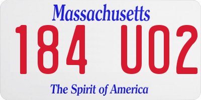 MA license plate 184UO2