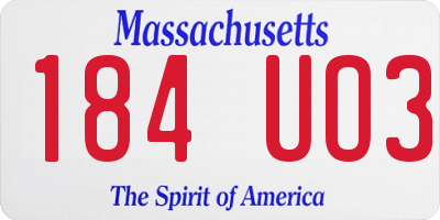 MA license plate 184UO3