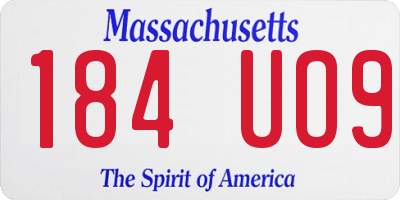 MA license plate 184UO9