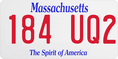 MA license plate 184UQ2