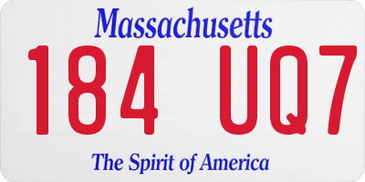 MA license plate 184UQ7