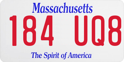 MA license plate 184UQ8