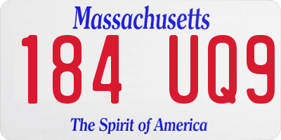 MA license plate 184UQ9