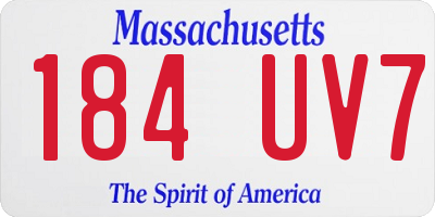 MA license plate 184UV7