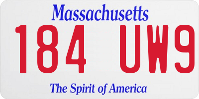 MA license plate 184UW9