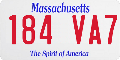 MA license plate 184VA7