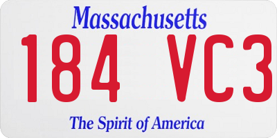MA license plate 184VC3