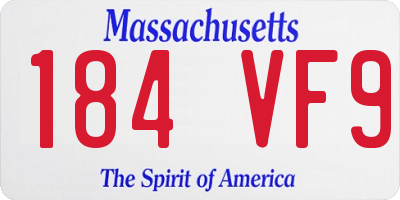 MA license plate 184VF9