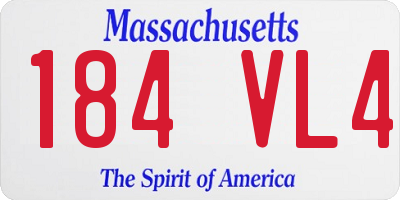 MA license plate 184VL4