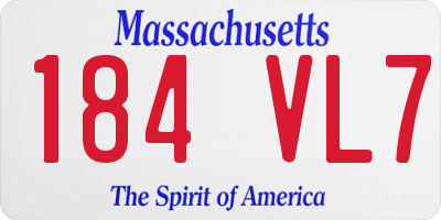 MA license plate 184VL7