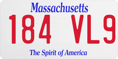 MA license plate 184VL9