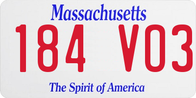 MA license plate 184VO3
