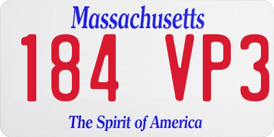 MA license plate 184VP3