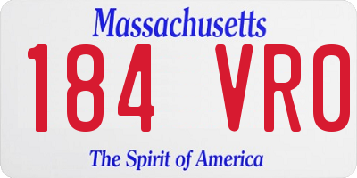 MA license plate 184VR0