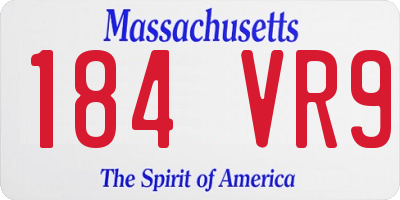MA license plate 184VR9