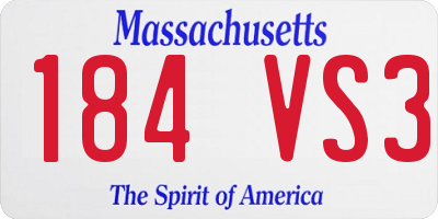 MA license plate 184VS3