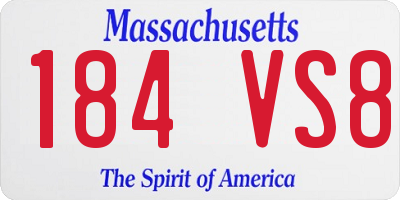 MA license plate 184VS8