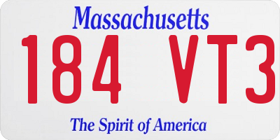 MA license plate 184VT3
