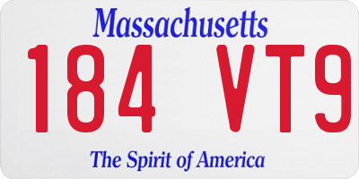 MA license plate 184VT9