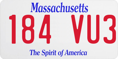 MA license plate 184VU3