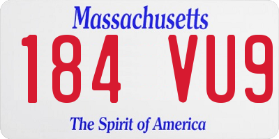 MA license plate 184VU9