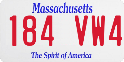 MA license plate 184VW4
