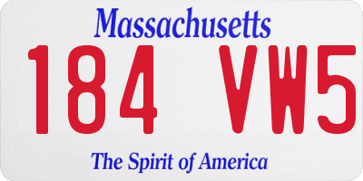 MA license plate 184VW5