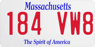 MA license plate 184VW8