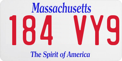 MA license plate 184VY9