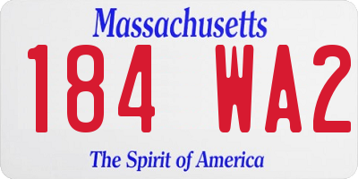 MA license plate 184WA2