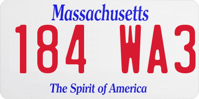 MA license plate 184WA3